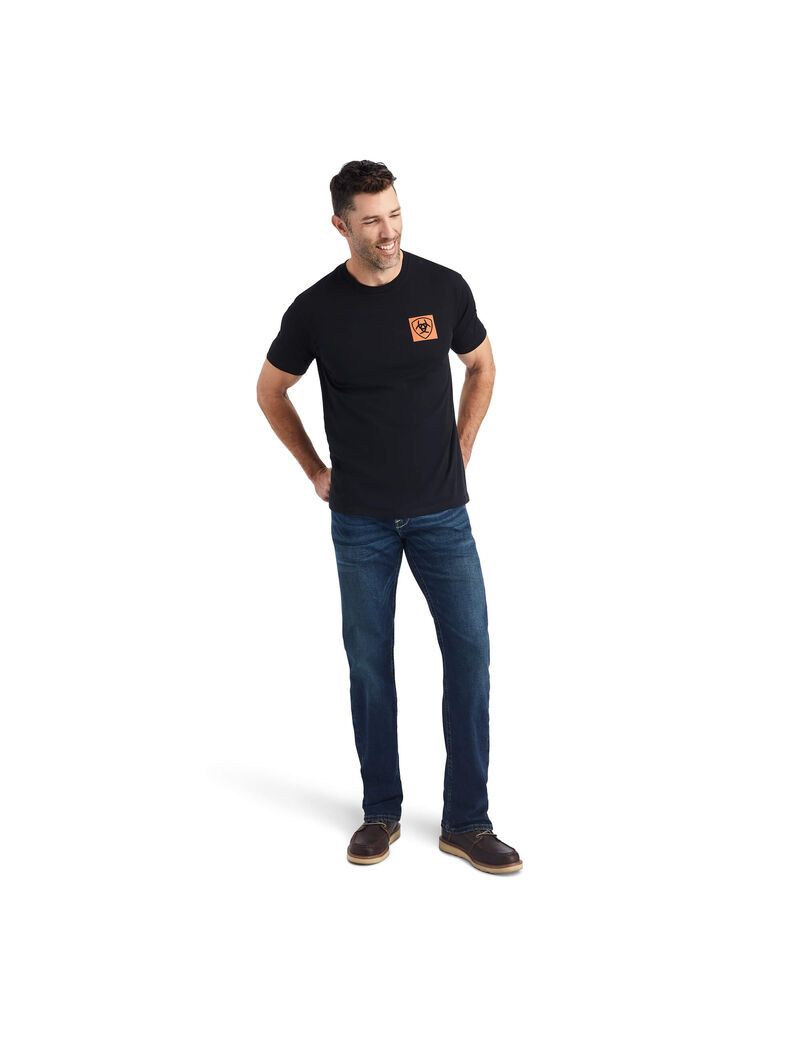 T Shirts Ariat Linear Octane Noir Homme | COW-59379246