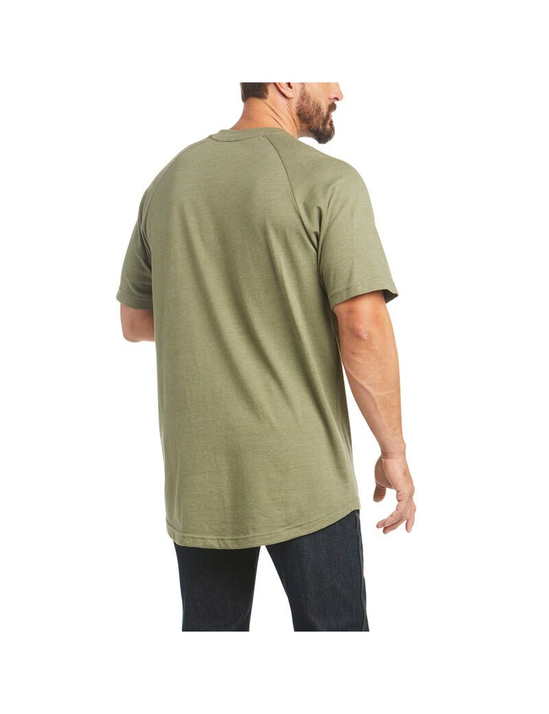 Vêtements De Travail Ariat Rebar Coton Strong T Shirts Vert Olive Homme | IUP-74408326