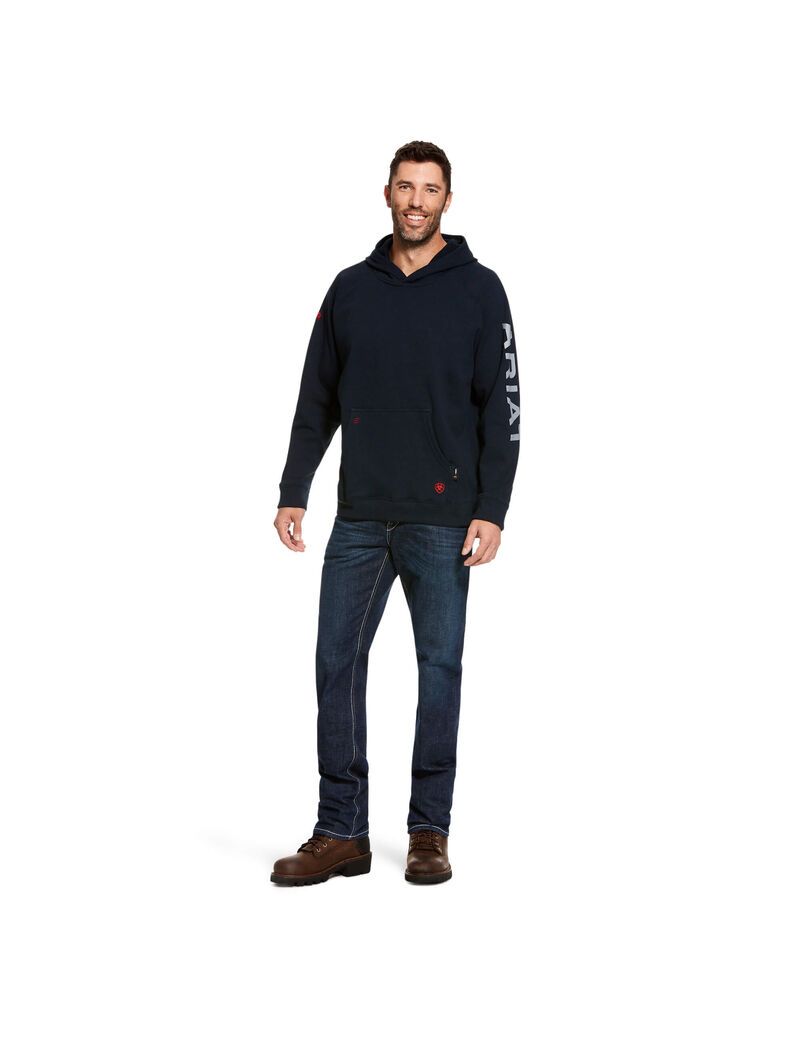 Sweat à Capuche Ariat FR Primo Fleece Logo Bleu Marine Homme | PJD-33887095