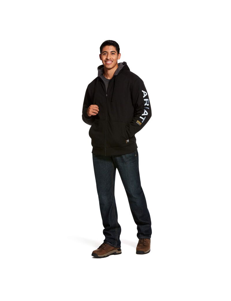 Sweat à Capuche Ariat Rebar All-Weather Full Zip Noir Homme | PZB-49102700