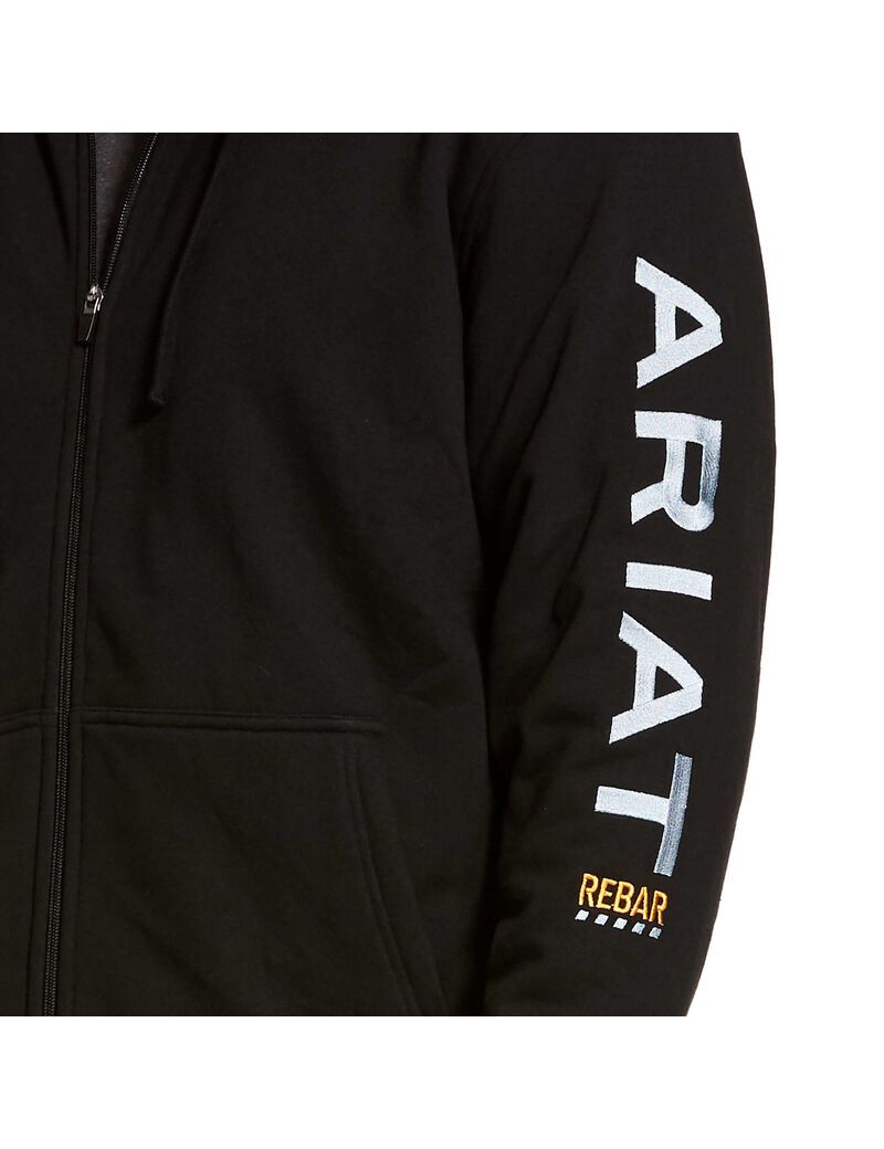 Sweat à Capuche Ariat Rebar All-Weather Full Zip Noir Homme | PZB-49102700