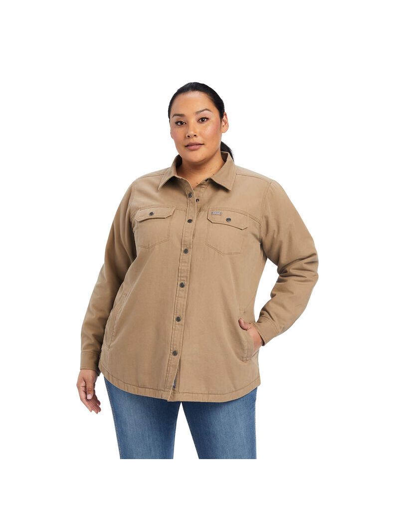 Vêtements De Travail Ariat Rebar Classiche Tela Shirts Jackets Kaki Femme | CCU-28185008