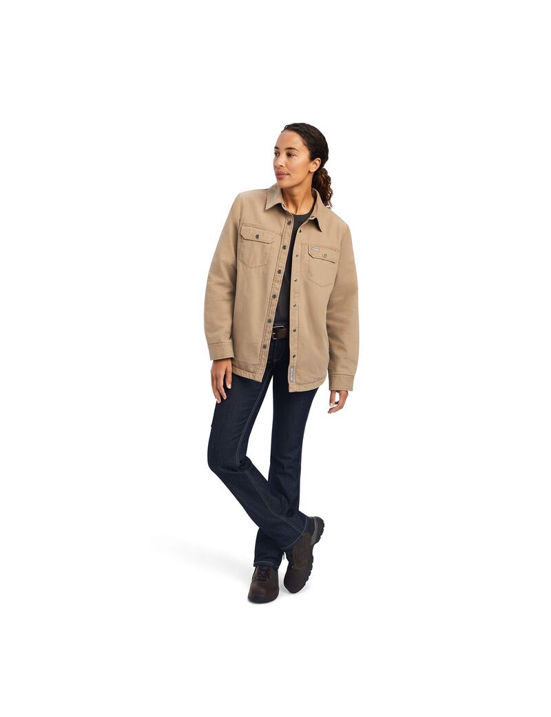 Vêtements De Travail Ariat Rebar Classiche Tela Shirts Jackets Kaki Femme | CCU-28185008