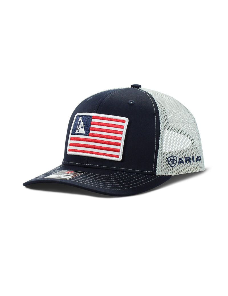 Casquettes Ariat Usa flag patch logo Bleu Marine Homme | ATC-26791005