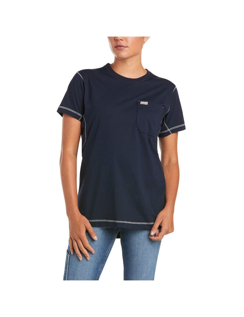 Vêtements De Travail Ariat Rebar Travail Woman Camo Flag T Shirts Bleu Marine Femme | JXY-91030130