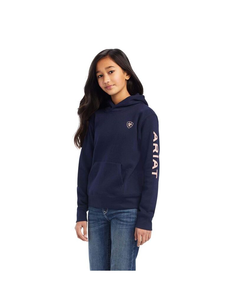 Sweat à Capuche Ariat REAL Arm Logo Bleu Marine Enfant | YTH-49918928