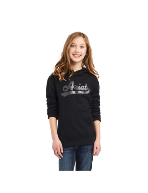 Sweat à Capuche Ariat REAL Glitter Logo Noir Enfant | IVY-35482206