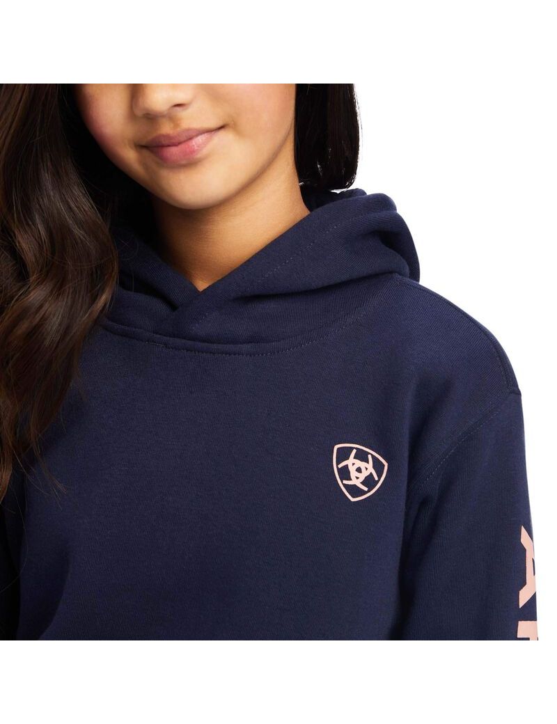 Sweat à Capuche Ariat REAL Arm Logo Bleu Marine Enfant | YTH-49918928