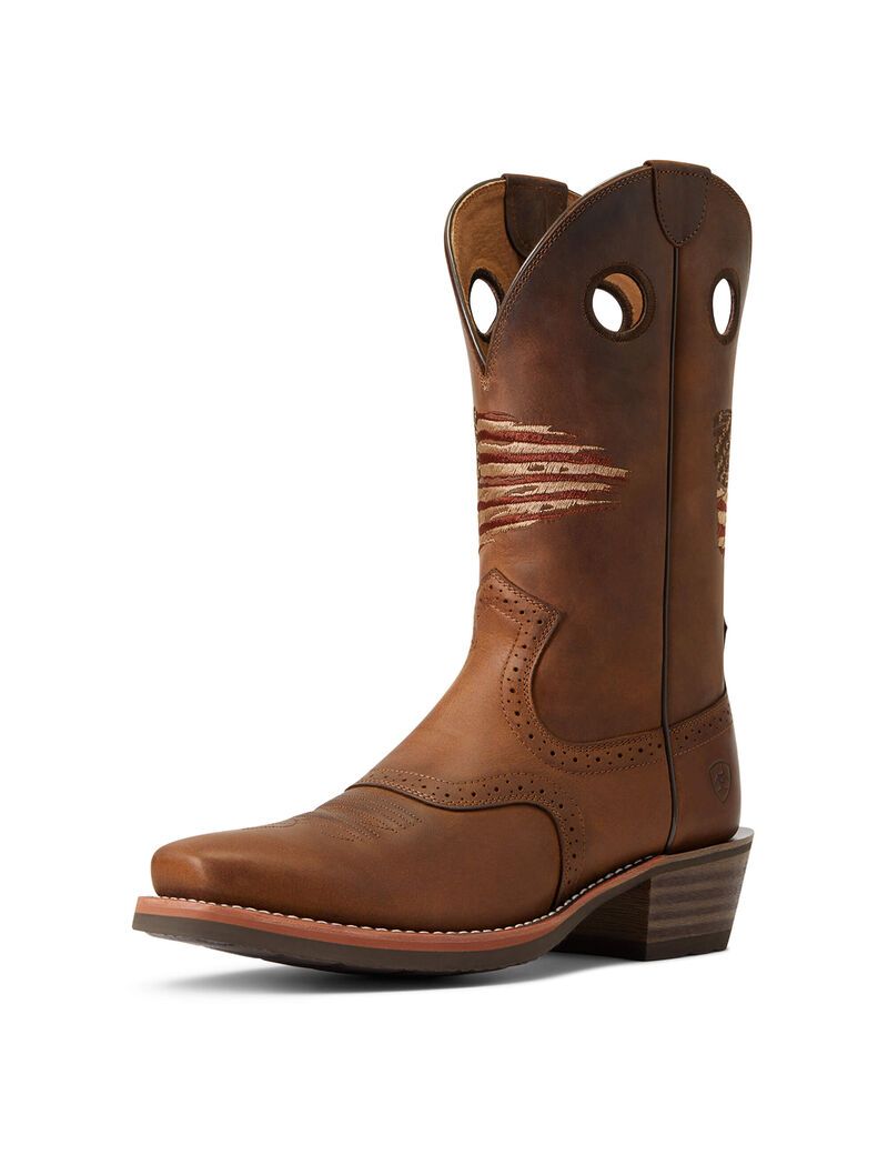 Bottes Western Ariat Roughstock Patriot Marron Homme | LAX-31608952