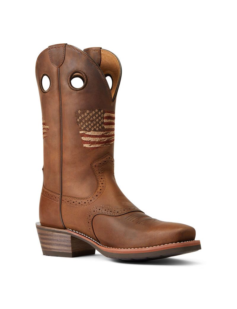 Bottes Western Ariat Roughstock Patriot Marron Homme | LAX-31608952