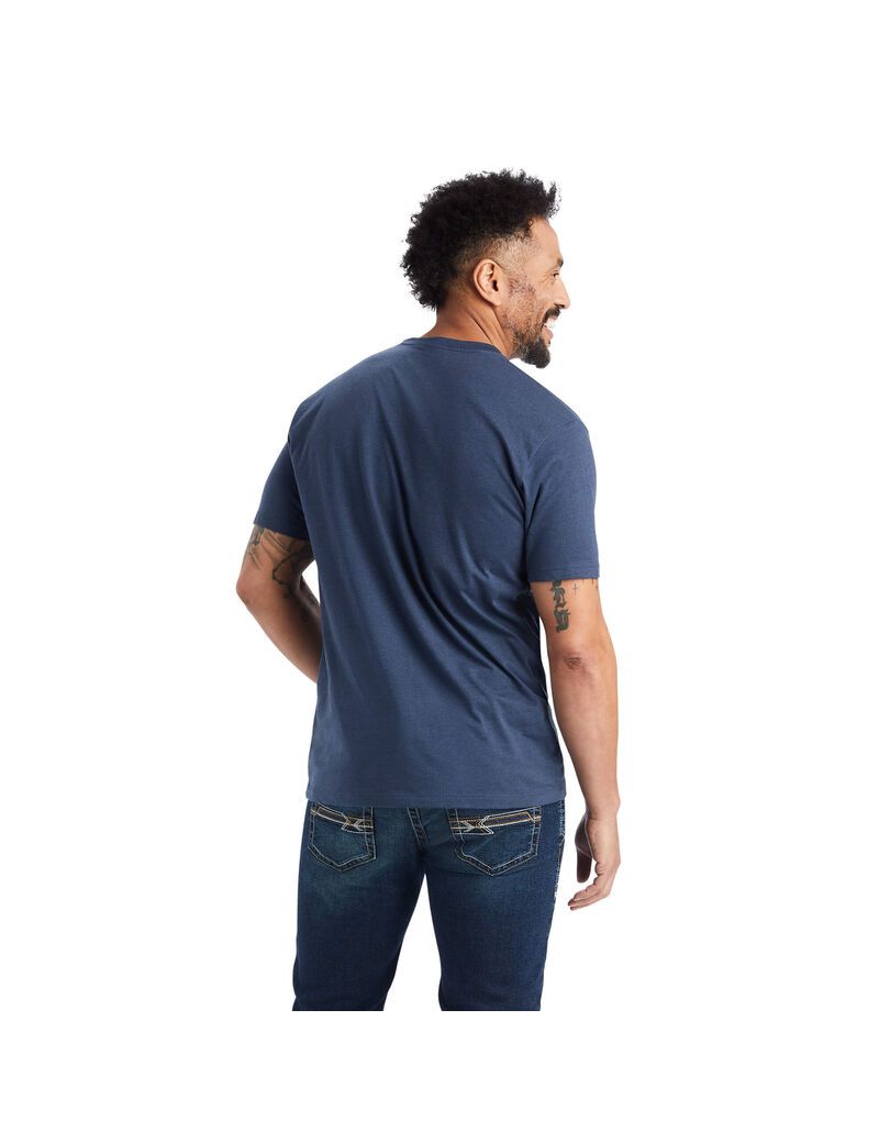 T Shirts Ariat Catégories Crest Bleu Marine Homme | BRI-94041634