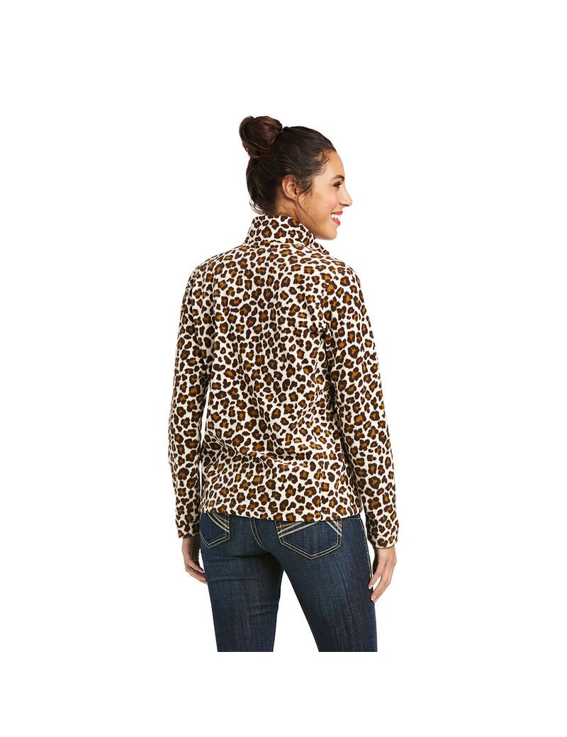 Sweats Ariat Printed Fleece 1/4 Zip Leopard Femme | LPL-30071783