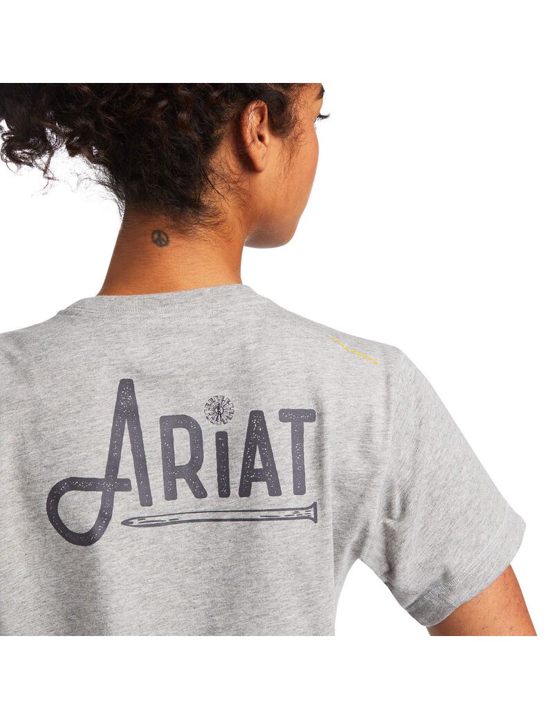 Vêtements De Travail Ariat Rebar Workman Graphique Logo T Shirts Grise Femme | FRJ-44604355