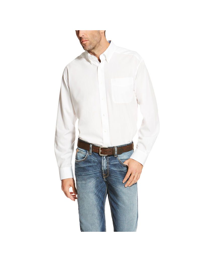 Chemises De Costume Ariat Wrinkle Free Solid Blanche Homme | BHU-60430136