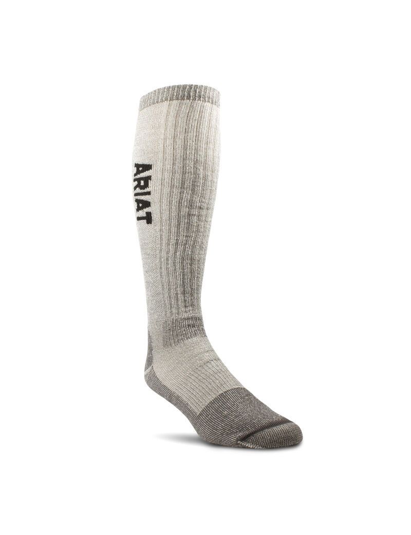 Chaussettes Ariat Midweight Merino Laine Blend Over The Calf Steel Embout Travail Marron Homme | XZW-13895521