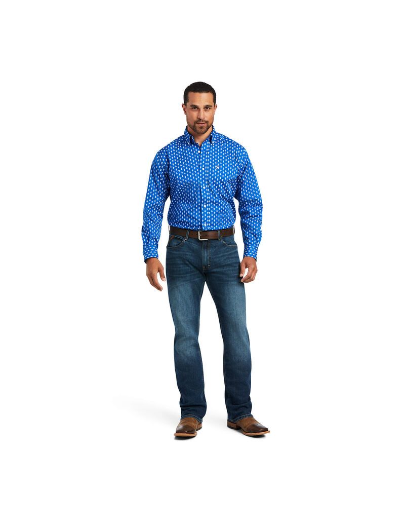 Chemises De Costume Ariat Alan Stretch Classiche Fit Bleu Homme | ELZ-61382685