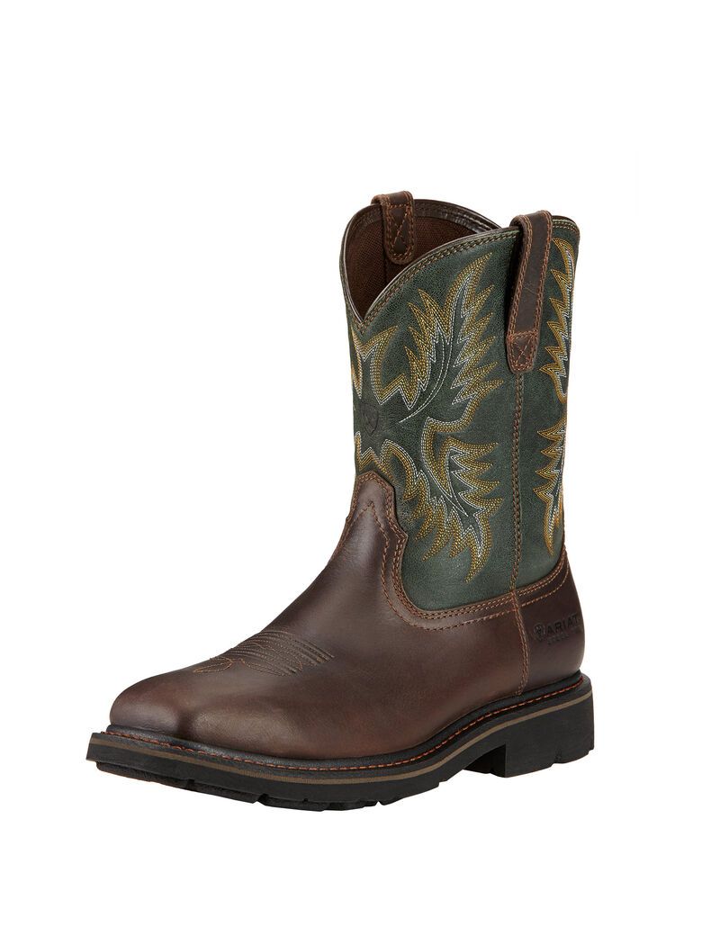 Bottes de Travail Ariat Sierra Larges Square Embout Steel Embout Marron Foncé Homme | CKF-28488484