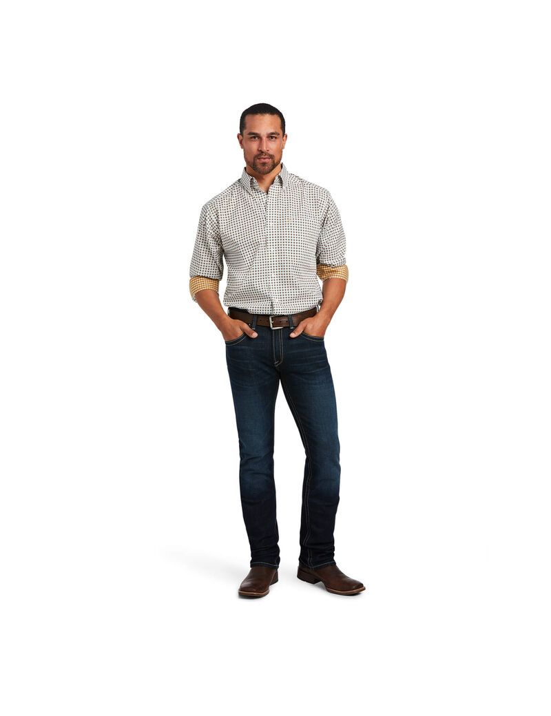 Chemises De Costume Ariat Wrinkle Free Hayden Classiche Fit Blanche Homme | WSN-08153232