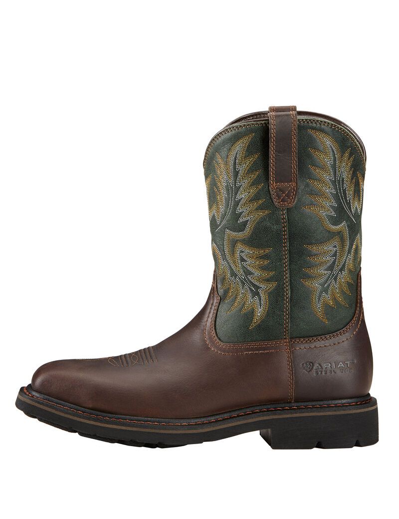 Bottes de Travail Ariat Sierra Larges Square Embout Steel Embout Marron Foncé Homme | CKF-28488484