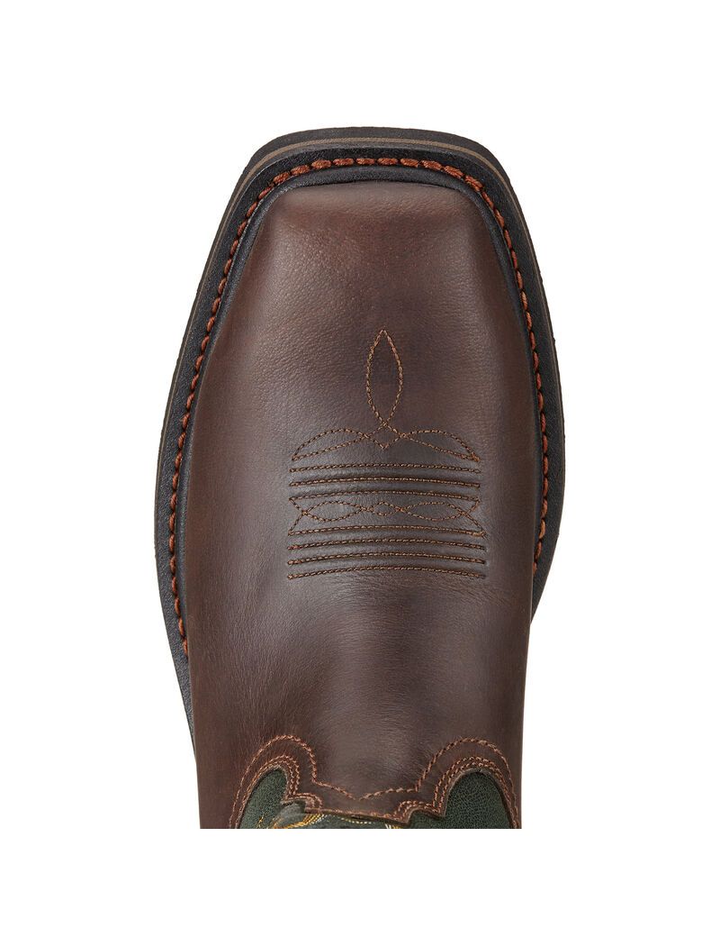 Bottes de Travail Ariat Sierra Larges Square Embout Steel Embout Marron Foncé Homme | CKF-28488484