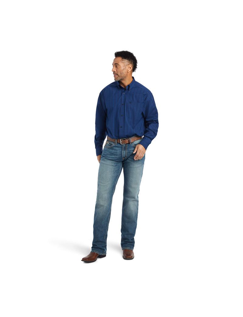 Chemises De Costume Ariat Pro Series Gidion Classiche Fit Bleu Marine Homme | BZC-20343132