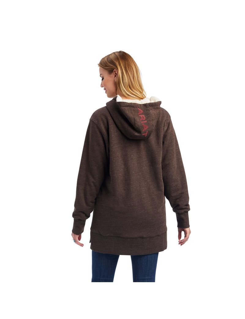 Sweat à Capuche Ariat REAL Sherpa Doublée Long Full Zip Multicolore Femme | ZKA-35504489