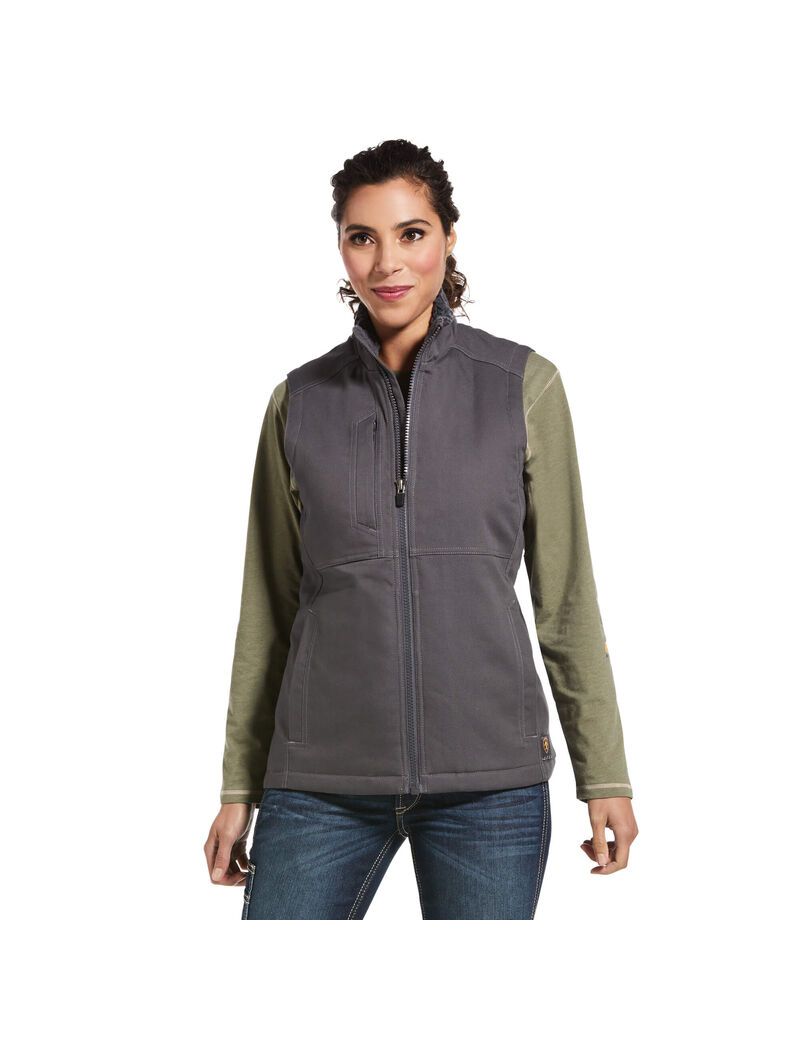 Vêtements De Travail Ariat Rebar DuraCanvas Insulated Vest Grise Femme | CEE-28025054