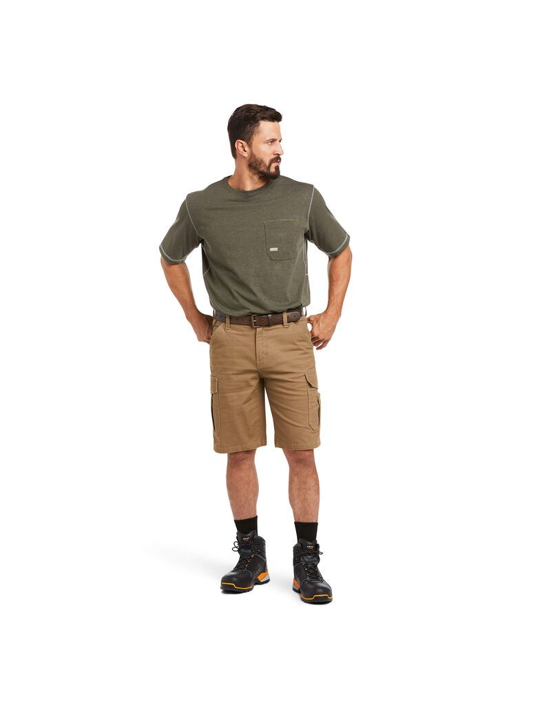 Shorts Ariat Rebar DuraStretch Made Tough Cargo Kaki Homme | GIT-38595780