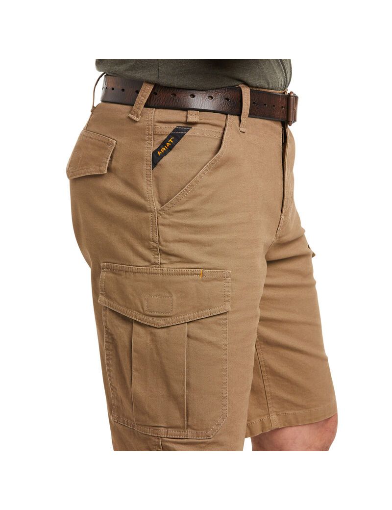 Shorts Ariat Rebar DuraStretch Made Tough Cargo Kaki Homme | GIT-38595780