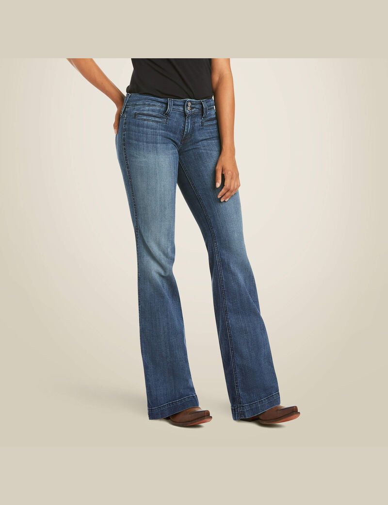 Jean Ariat Trouser Mid Rise Stretch Outseam Ella Larges Leg Multicolore Femme | RKD-80188223