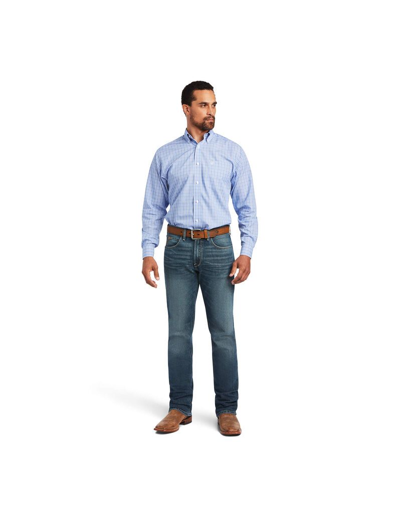 Chemises De Costume Ariat Wrinkle Free Noah Fitted Bleu Homme | GJV-41880972