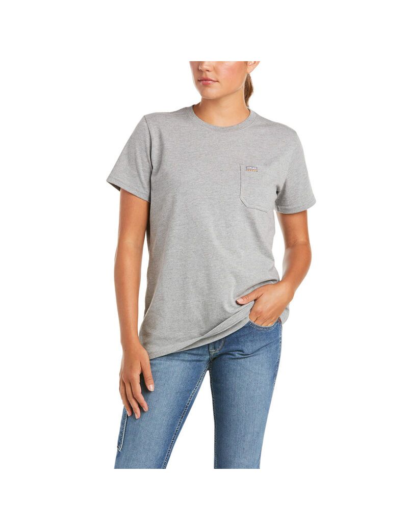 Vêtements De Travail Ariat Rebar Coton Strong T Shirts Grise Femme | FHF-42664846