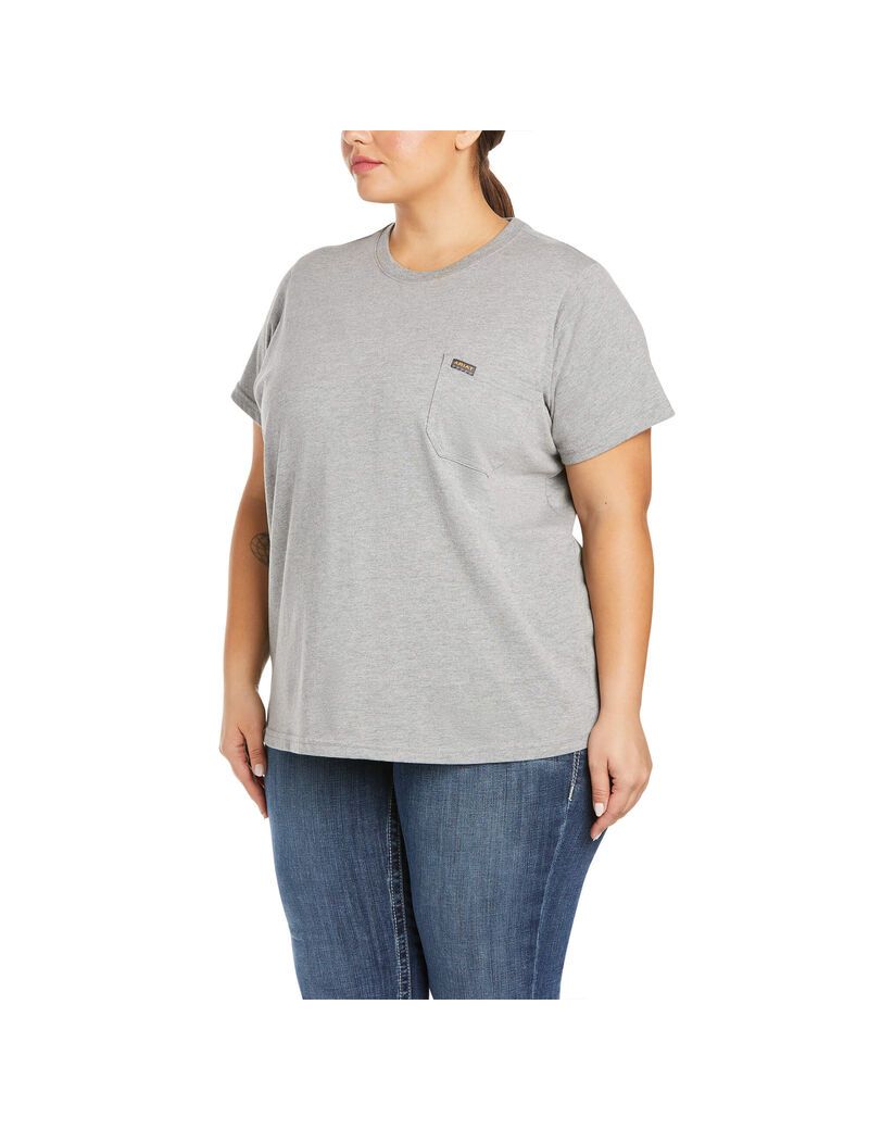 Vêtements De Travail Ariat Rebar Coton Strong T Shirts Grise Femme | FHF-42664846