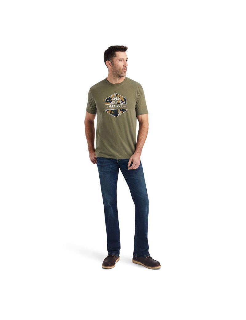 T Shirts Ariat Camo Badge Multicolore Homme | KKM-22846704