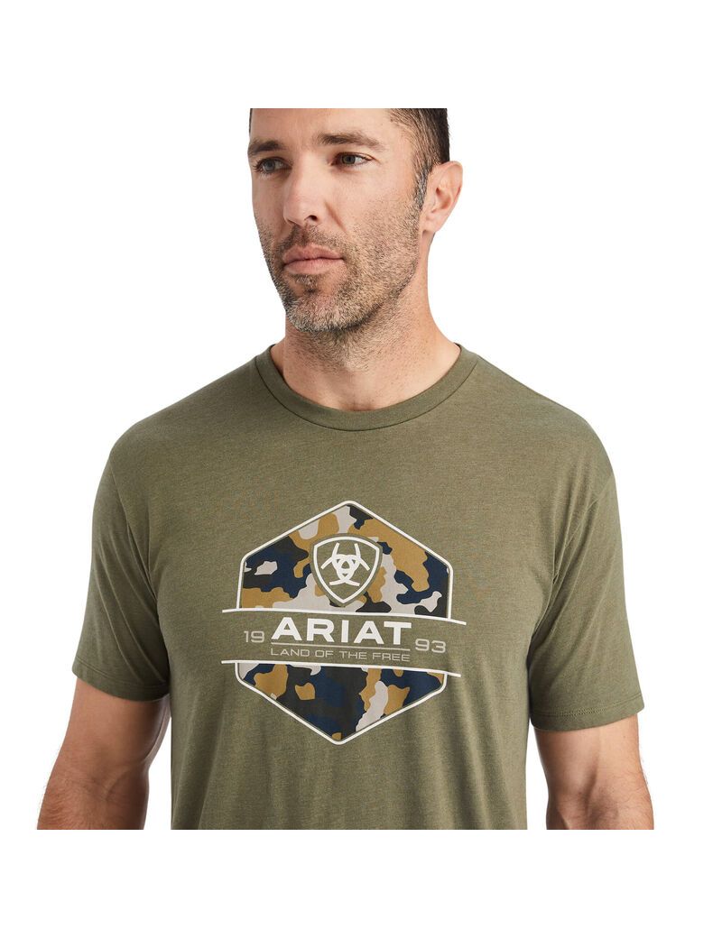 T Shirts Ariat Camo Badge Multicolore Homme | KKM-22846704