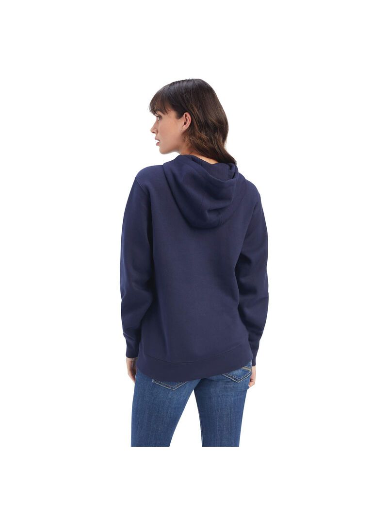 Sweat à Capuche Ariat REAL Shield Logo Bleu Marine Femme | NFU-99868900