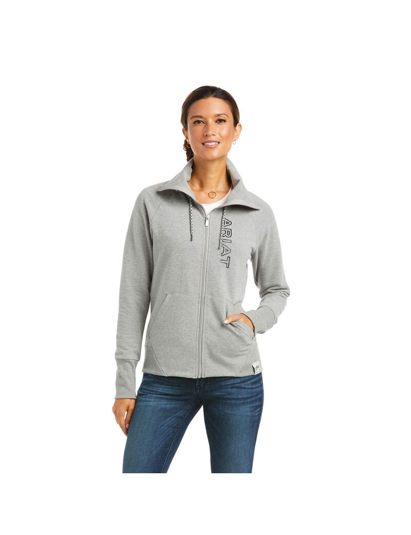 Sweats Ariat Team Logo Full Zip Grise Femme | HGI-66502732