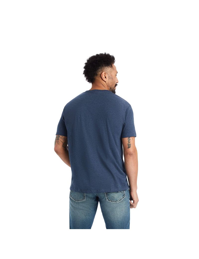 T Shirts Ariat Streak Skull Bleu Marine Homme | MZB-18493089