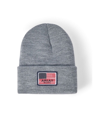 Chapeaux Ariat Rebar American Flag Patch Beanie Grise Homme | LXP-57488391