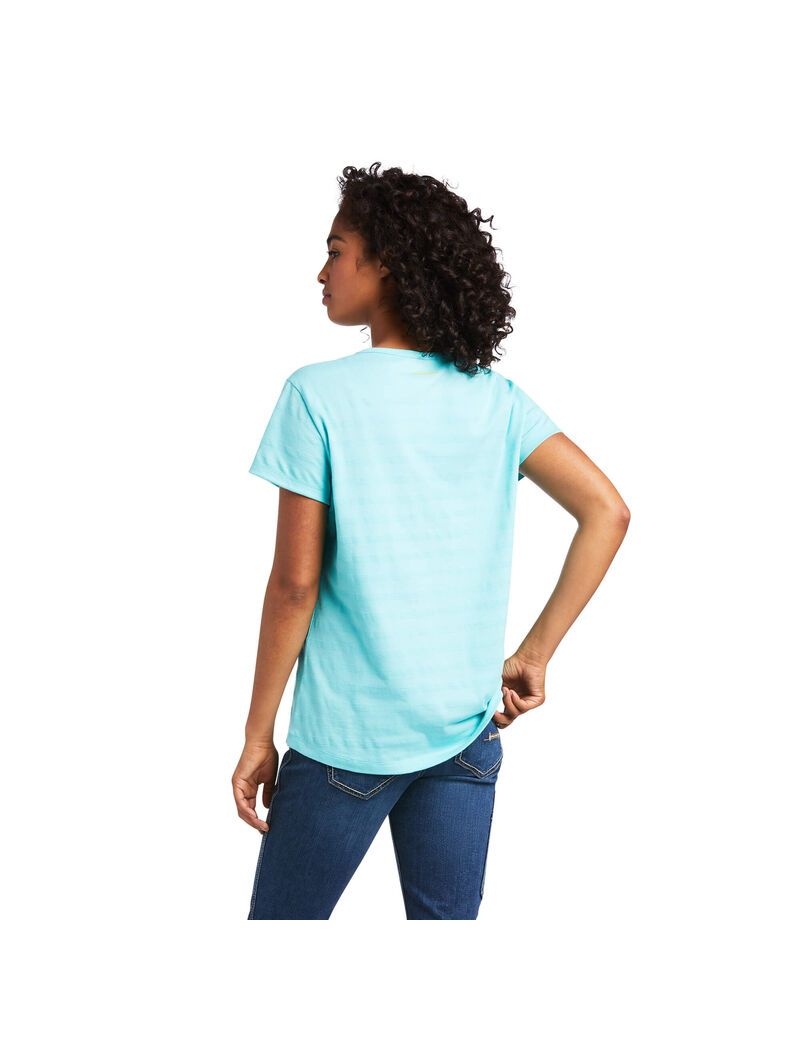 Vêtements De Travail Ariat Rebar Henley T Shirts Turquoise Clair Bleu Femme | LKE-95406867