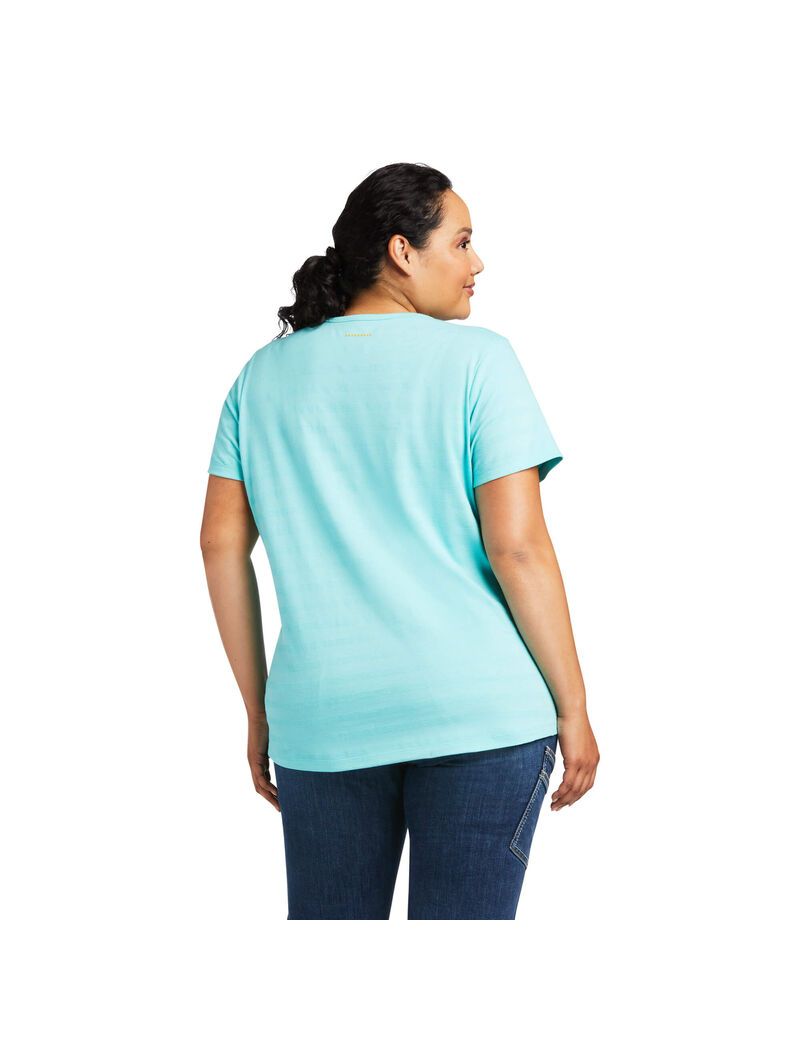 Vêtements De Travail Ariat Rebar Henley T Shirts Turquoise Clair Bleu Femme | LKE-95406867