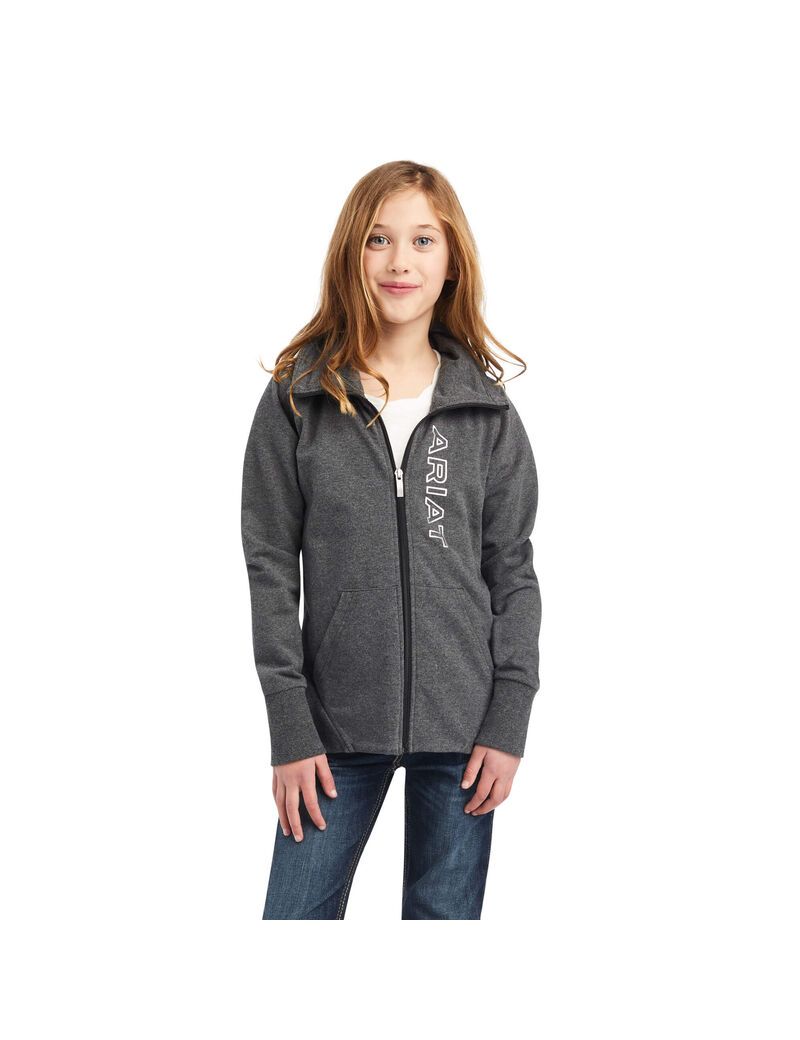 Sweats Ariat Team Logo Full Zip Grise Enfant | TDC-03041298