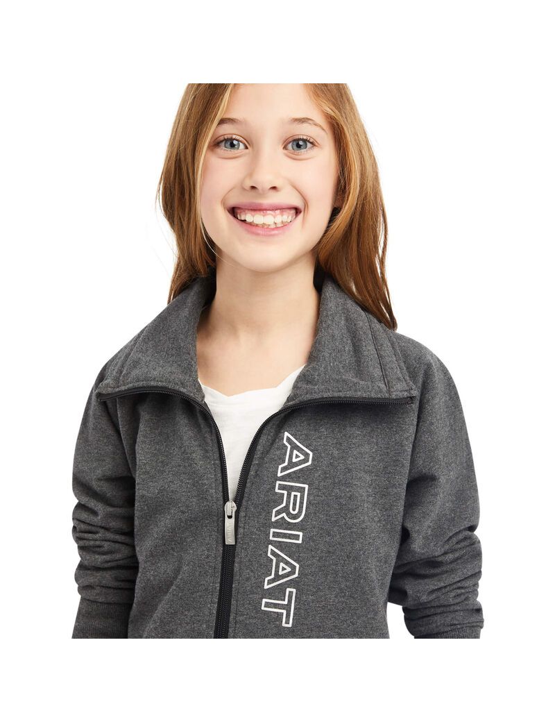 Sweats Ariat Team Logo Full Zip Grise Enfant | TDC-03041298