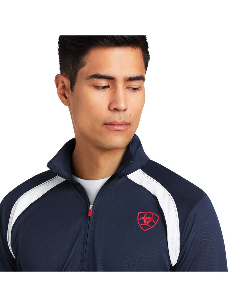 Couches Intermédiaires Ariat Sunstopper Team 1/4 Zip Multicolore Homme | TBY-16114412