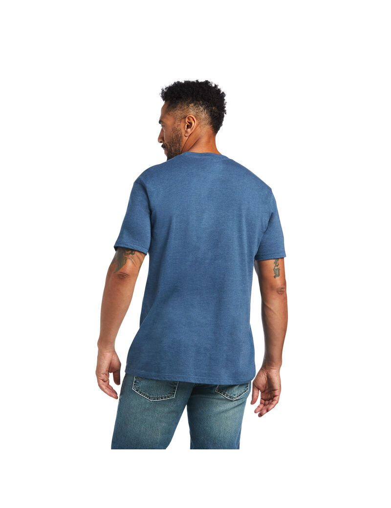 T Shirts Ariat 93 Shield Bleu Homme | PPT-71006462