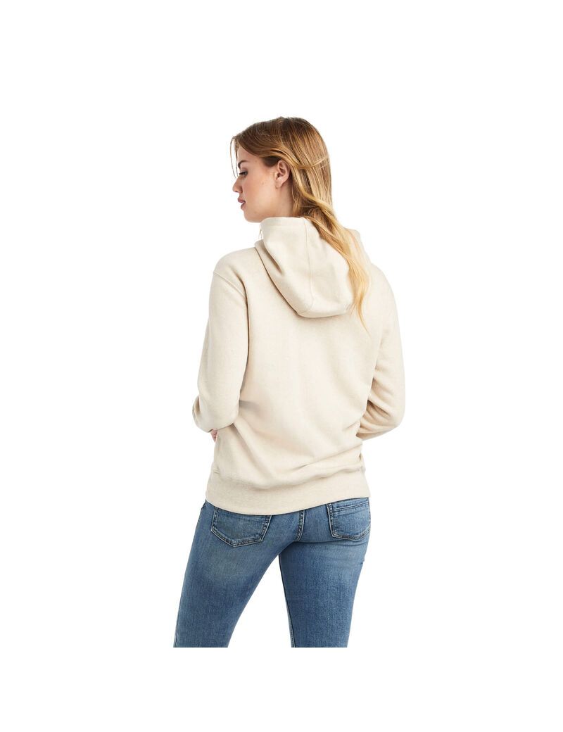 Sweat à Capuche Ariat REAL Branded Logo Beige Femme | DEK-90013028