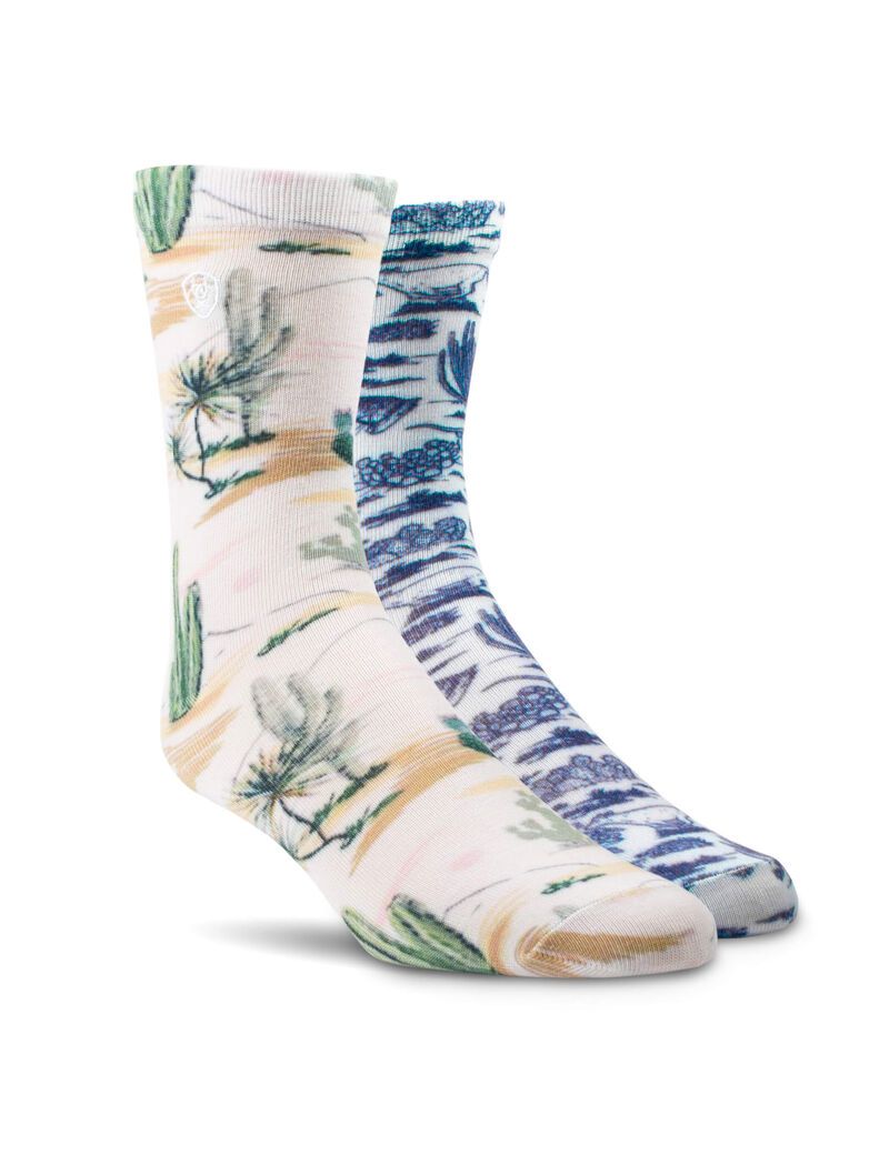 Chaussettes Ariat Arid Landscape Crew 2PCS Vert Femme | SVE-12457091