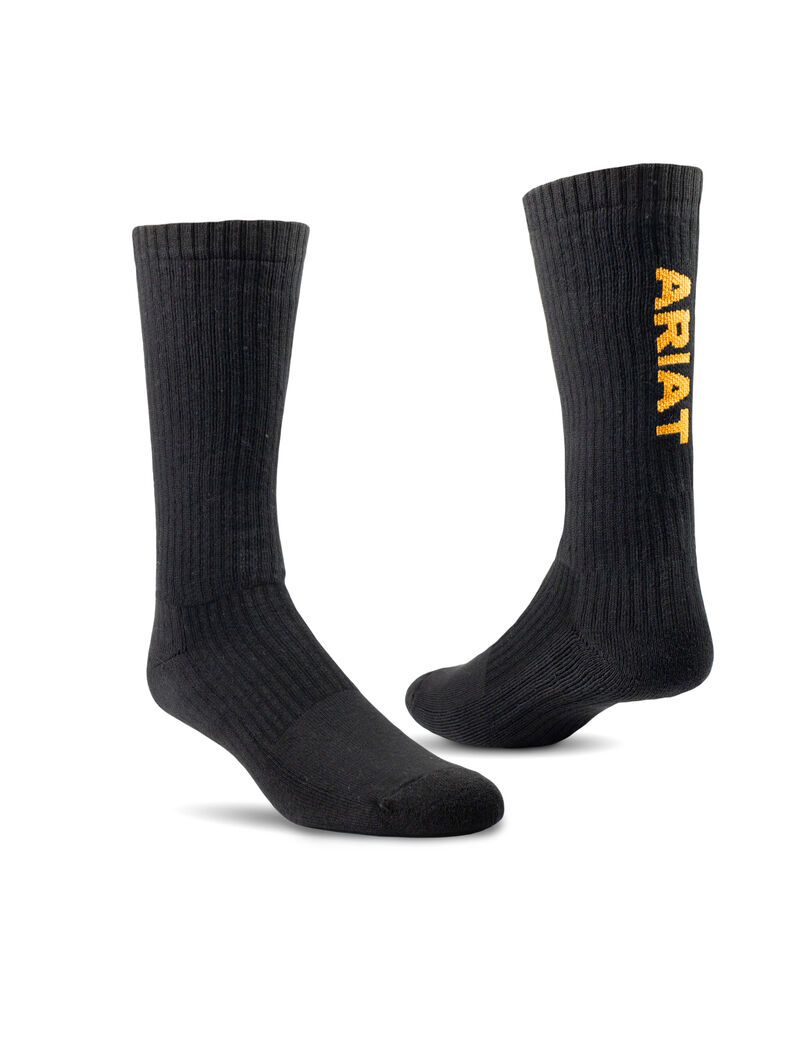 Chaussettes Ariat Premium Ringspun Coton Mid Calf Travail 3PCS Noir Homme | ILL-37678567