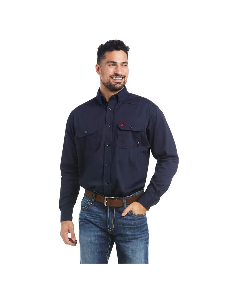 Chemises De Costume Ariat FR Solid Travail Bleu Marine Homme | QIU-09806332