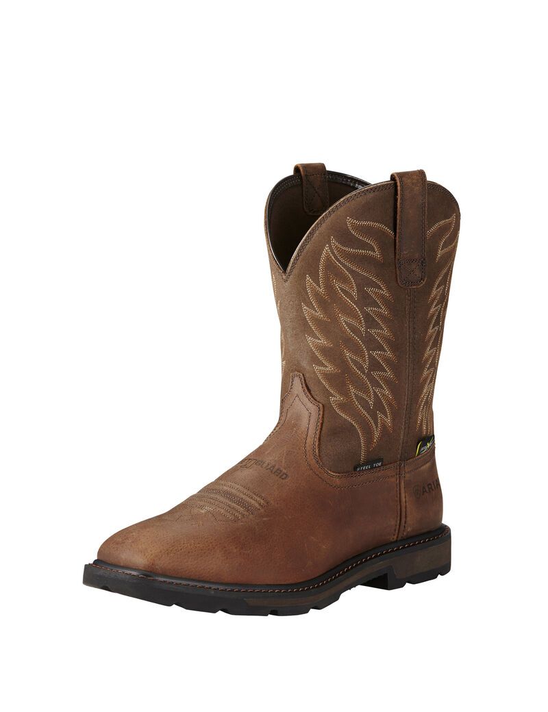 Bottes de Travail Ariat Groundbreaker Larges Square Embout MetGuard MetGuard Steel Embout Marron Homme | TXM-08855934